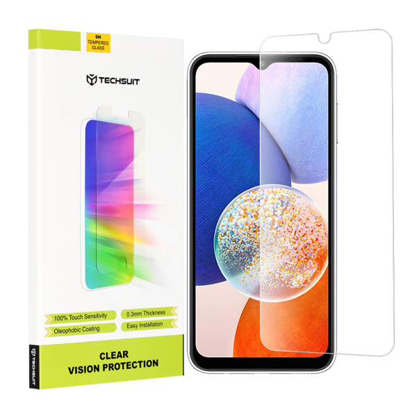 Folie de protectie Ecran Techsuit Clear Vision pentru Samsung Galaxy A14 A145 / A14 5G A146, Sticla Securizata, Full Glue