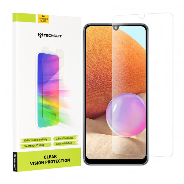 Folie de protectie Ecran Techsuit Clear Vision pentru Samsung Galaxy A32 A325, Sticla Securizata, Full Glue