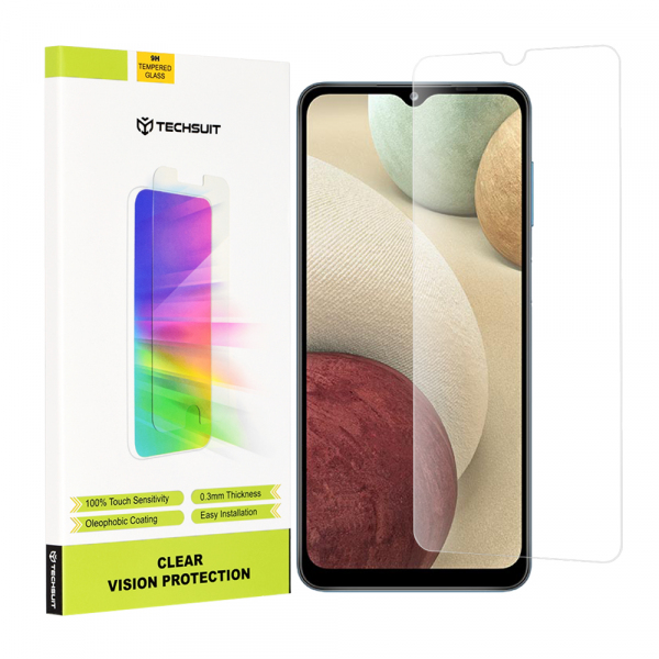Folie de protectie Ecran Techsuit Clear Vision pentru Samsung Galaxy F12 F127 / A12 Nacho A127 / M02 M022 / M12 M127, Sticla Securizata, Full Glue