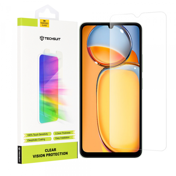 Folie de protectie Ecran Techsuit Clear Vision pentru Xiaomi Redmi 13C 5G / 13C / Poco C65, Sticla Securizata, Full Glue