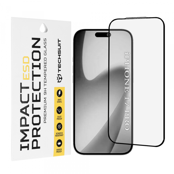 Folie de protectie Ecran Techsuit pentru Apple iPhone 18 Pro / 17 Pro, Sticla Securizata, Full Glue, Neagra