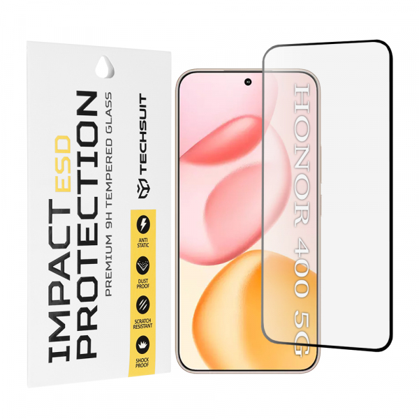 Folie de protectie Ecran Techsuit pentru Honor 400, Sticla Securizata, Full Glue, Neagra