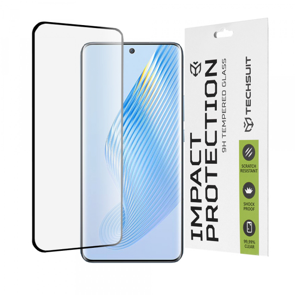 Folie de protectie Ecran Techsuit pentru Honor Magic5, Sticla Securizata, Full Glue, 111D, Neagra