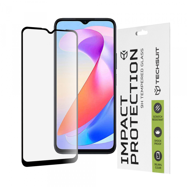 Folie de protectie Ecran Techsuit pentru Honor X6a, Sticla Securizata, Full Glue, 111D, Neagra