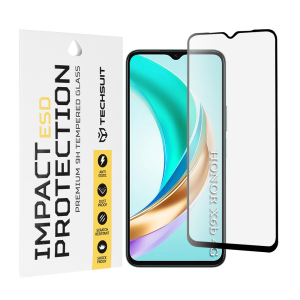Folie de protectie Ecran Techsuit pentru Honor X6b, Sticla Securizata, Full Glue, Neagra