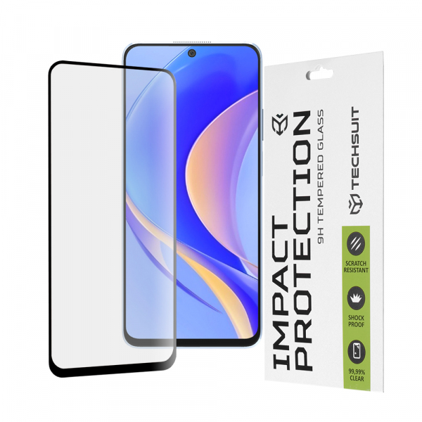 Folie de protectie Ecran Techsuit pentru Huawei nova Y90, Sticla Securizata, Full Glue, 111D, Neagra