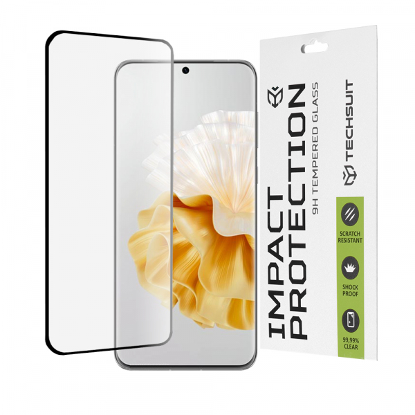 Folie de protectie Ecran Techsuit pentru Huawei P60 Pro, Sticla Securizata, Full Glue, 111D, Neagra