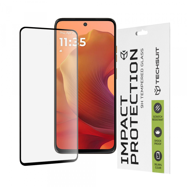 Folie de protectie Ecran Techsuit pentru Motorola Moto G15 / G15 Power, Sticla Securizata, Full Glue, 111D, Neagra