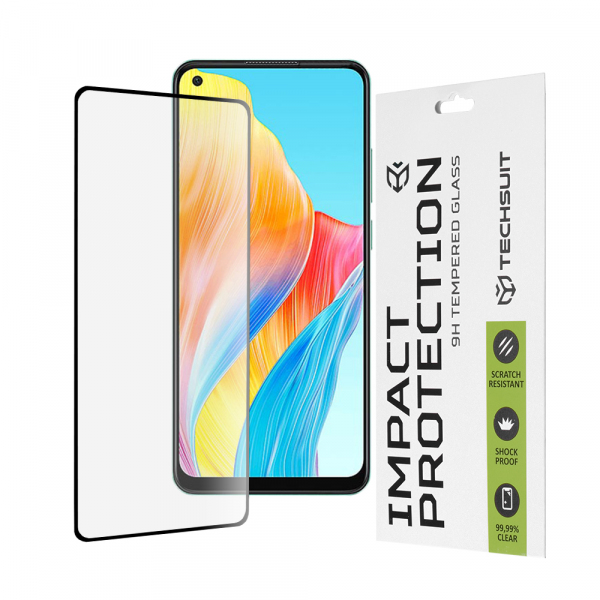 Folie de protectie Ecran Techsuit pentru Oppo A78 4G, Sticla Securizata, Full Glue, 111D, Neagra