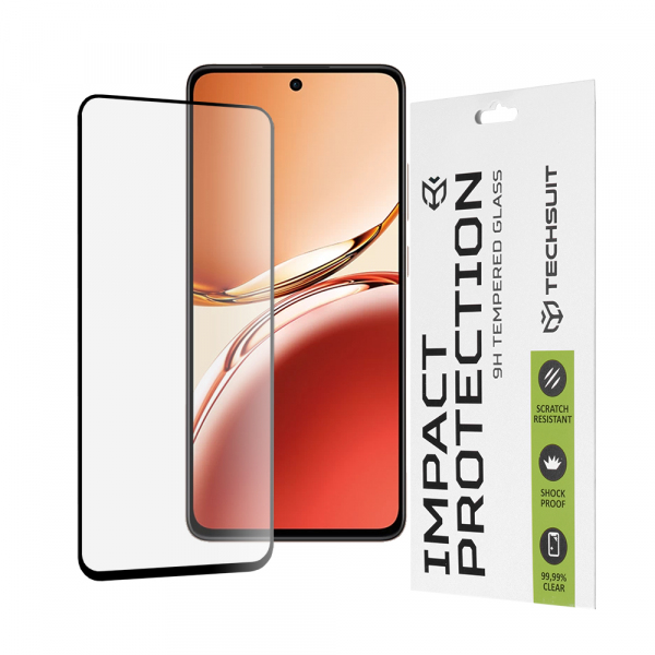 Folie de protectie Ecran Techsuit pentru Oppo Reno12 FS 5G / Reno12 FS 4G / Reno12 F 4G / Reno12 F, Sticla Securizata, Full Glue, 111D, Neagra