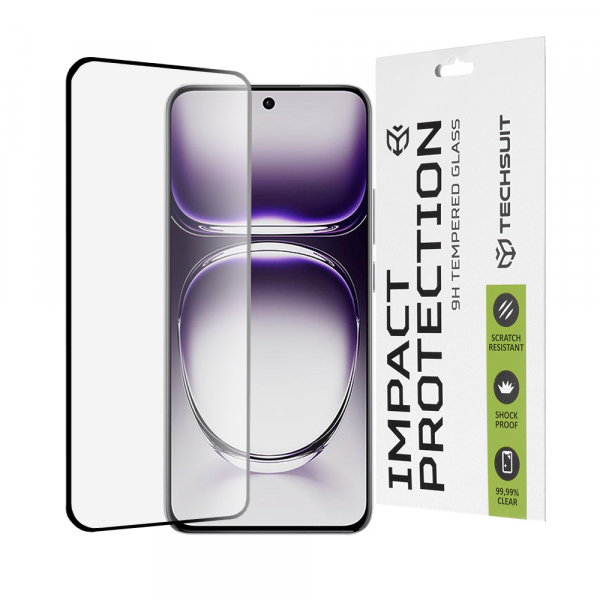 Folie de protectie Ecran Techsuit pentru Oppo Reno12, Sticla Securizata, Full Glue, 111D, Neagra