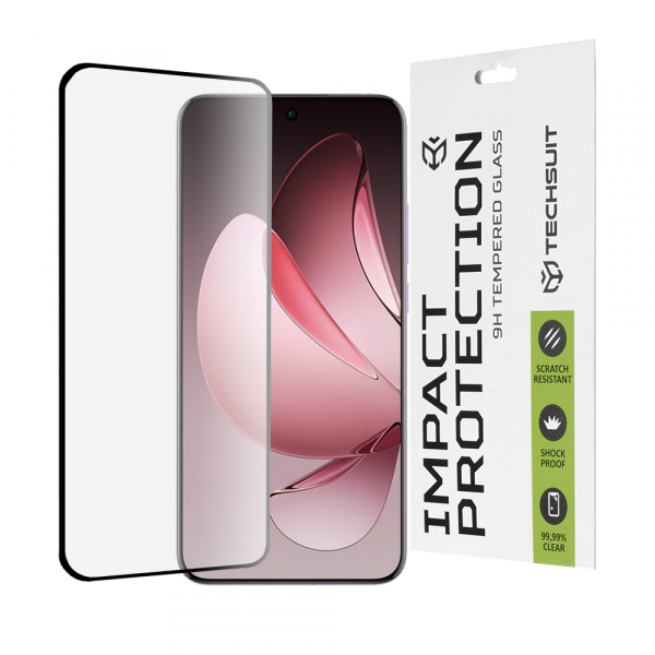Folie de protectie Ecran Techsuit pentru Oppo Reno13 Pro, Sticla Securizata, Full Glue, 111D, Neagra