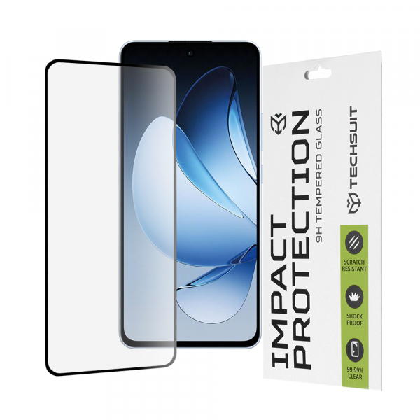 Folie de protectie Ecran Techsuit pentru Oppo Reno13, Sticla Securizata, Full Glue, 111D, Neagra