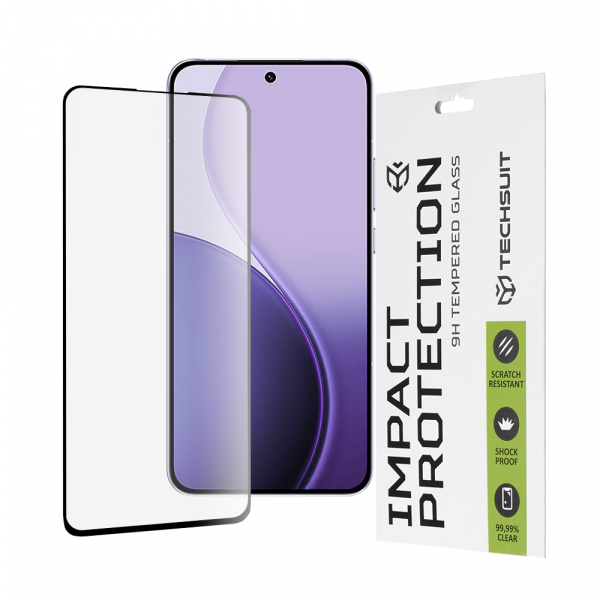 Folie de protectie Ecran Techsuit pentru Oppo Reno14 F, Sticla Securizata, Full Glue, 111D, Neagra