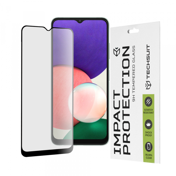 Folie de protectie Ecran Techsuit pentru Samsung Galaxy A22 5G A226, Sticla Securizata, Full Glue, 111D, Neagra