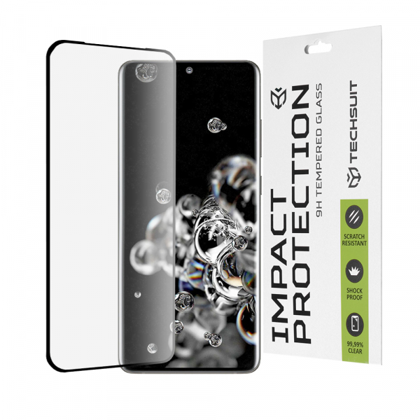 Folie de protectie Ecran Techsuit pentru Samsung Galaxy S20 Ultra 5G G988 / S20 Ultra G988, Sticla Securizata, Full Glue, 111D, Neagra
