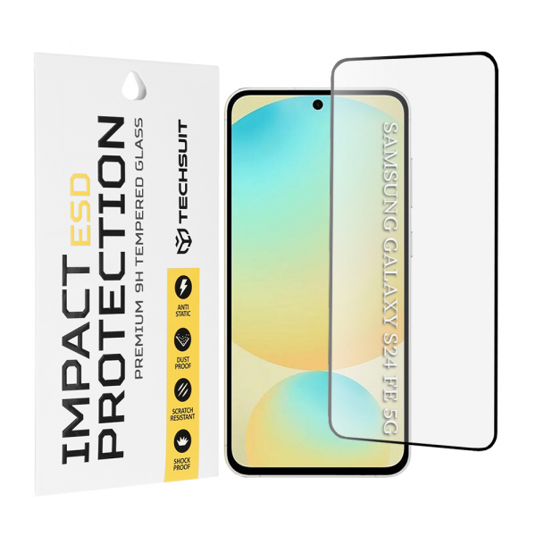 Folie de protectie Ecran Techsuit pentru Samsung Galaxy S24 FE S721, Sticla Securizata, Full Glue, Neagra