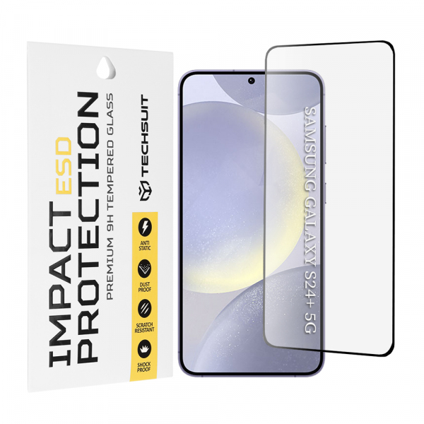 Folie de protectie Ecran Techsuit pentru Samsung Galaxy S24+ S926, Sticla Securizata, Full Glue, Neagra