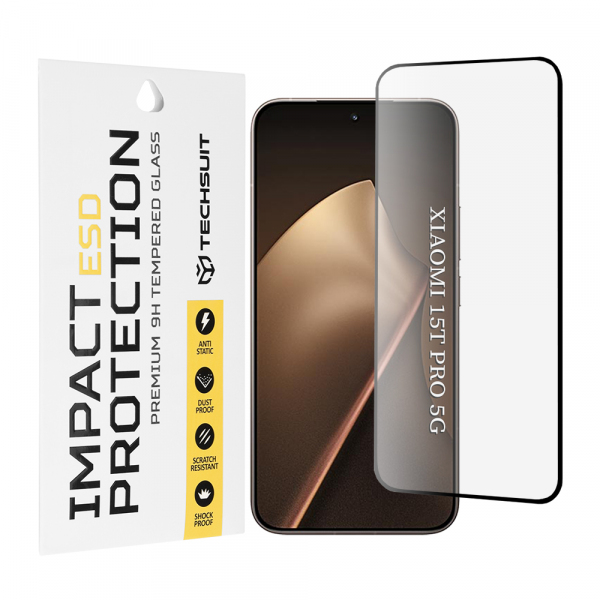 Folie de protectie Ecran Techsuit pentru Xiaomi 15T Pro, Sticla Securizata, Full Glue, Neagra