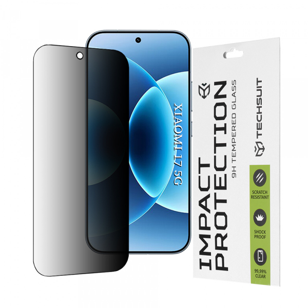 Folie de protectie Ecran Privacy Techsuit pentru Xiaomi 17, Sticla Securizata, Full Glue, 111D