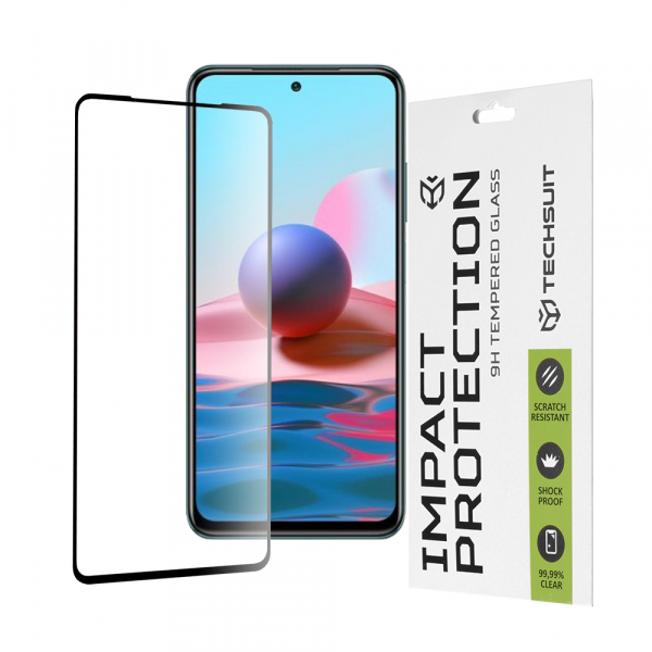 Folie de protectie Ecran Techsuit pentru Xiaomi Poco M5s / Redmi Note 10S / Note 10, Sticla Securizata, Full Glue, 111D, Neagra