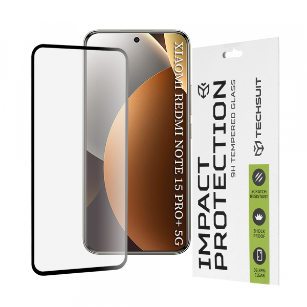 Folie de protectie Ecran Techsuit pentru Xiaomi Poco M8 Pro / Redmi Note 15 Pro+ 5G, Sticla Securizata, Full Glue, 111D, Neagra