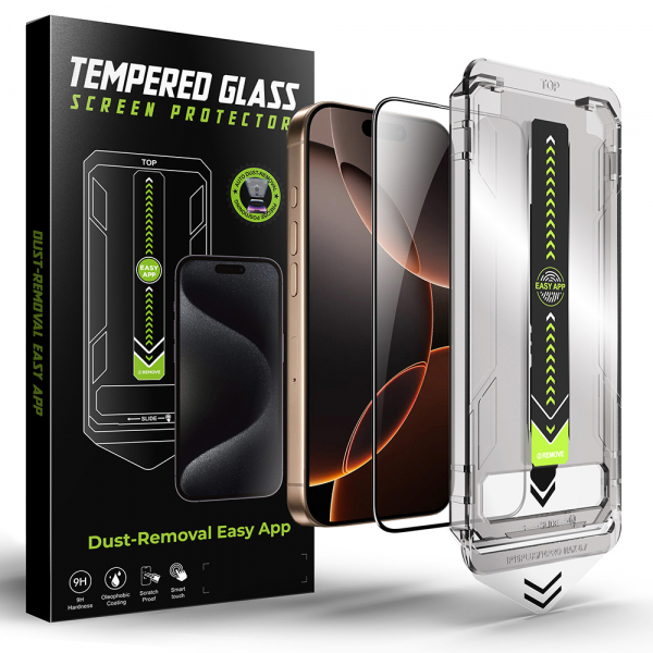 Folie de protectie Ecran Techsuit TitanGlass pentru Apple iPhone 14 Pro, Sticla Securizata, Full Glue, Neagra