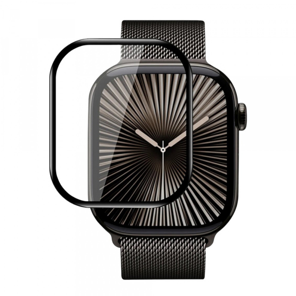 Folie Protectie Blueo High Molecule pentru Apple Watch Series 10 46mm, Sticla Securizata, Neagra