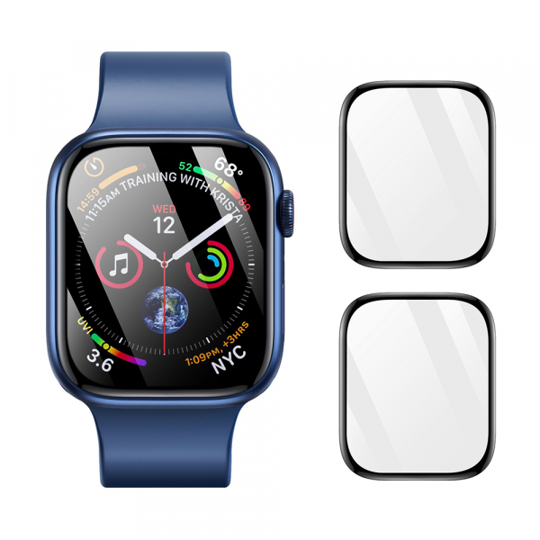 Folie Protectie DUX DUCIS PMMA pentru Apple Watch 44mm Series, Set 2 bucati, Sticla Securizata, Neagra