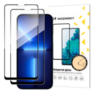 Folie de protectie Ecran WZK pentru Apple iPhone 17e / 16e / 14 / 13 Pro, Sticla Securizata, Full Glue, Set 2 bucati, Neagra