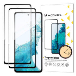 Folie de protectie Ecran WZK pentru Samsung Galaxy A53 5G A536, Sticla Securizata, Full Glue, Set 2 bucati, Neagra