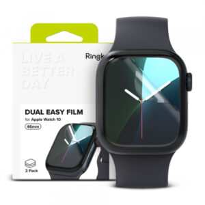 Folie Protectie Ringke Dual Easy pentru Apple Watch Series 10 46mm, Set 3 bucati, Plastic
