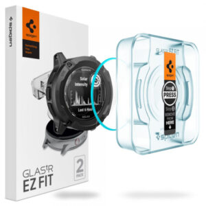 Folie Protectie Spigen GlastR EZ FIT pentru Garmin Instinct 2X Solar, Set 2 bucati, Sticla Securizata