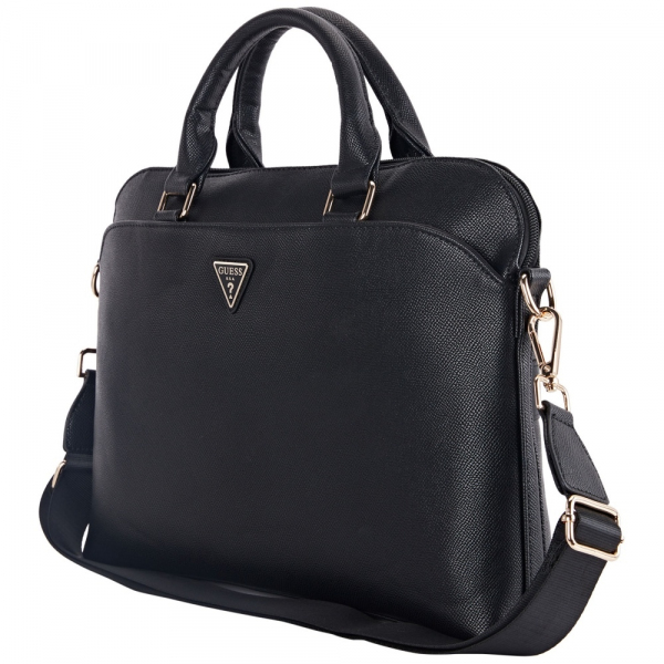 Geanta Guess Grained Triangle Logo pentru Laptop 15inch, Neagra