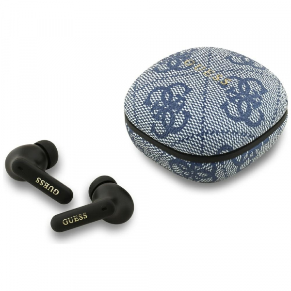 Handsfree Bluetooth Guess 4G Classic Metal Logo, TWS, Albastru