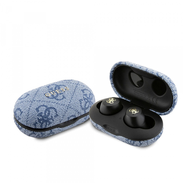 Handsfree Bluetooth Guess 4G Metal, TWS, Albastru