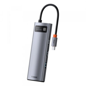 Hub USB-C Baseus, 3 x USB-A 3.0 - 1 x USB-C - 1 x HDMI - 1 x RJ45 - 1 x SD - 1 x microSD, Gri CAHUB-CV0G