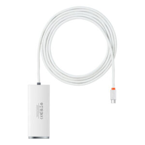 Hub USB-C Baseus Lite, 4 x USB-A 3.2 - 1 x USB-C, 2m, Alb WKQX030502