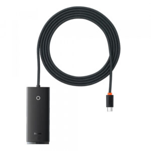 Hub USB-C Baseus Lite, 4 x USB-A 3.0 - 1 x USB-C, 2m, Negru WKQX030501