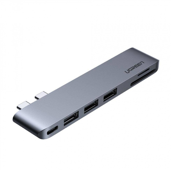 Hub USB-C UGREEN CM251 pentru Apple MacBook Pro / Air Series, 3 x USB-A 3.0 - 1 x USB-C - 1 x SD - 1 x microSD, Gri