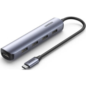 Hub USB-C UGREEN CM417, 4 x USB-A 3.2 - 1 x HDMI, Gri