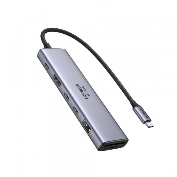 Hub USB-C UGREEN CM511 (45521), 1 x USB-A 3.2 - 3 x USB-C - 1 x HDMI - 1 x SD - 1 x microSD, Gri