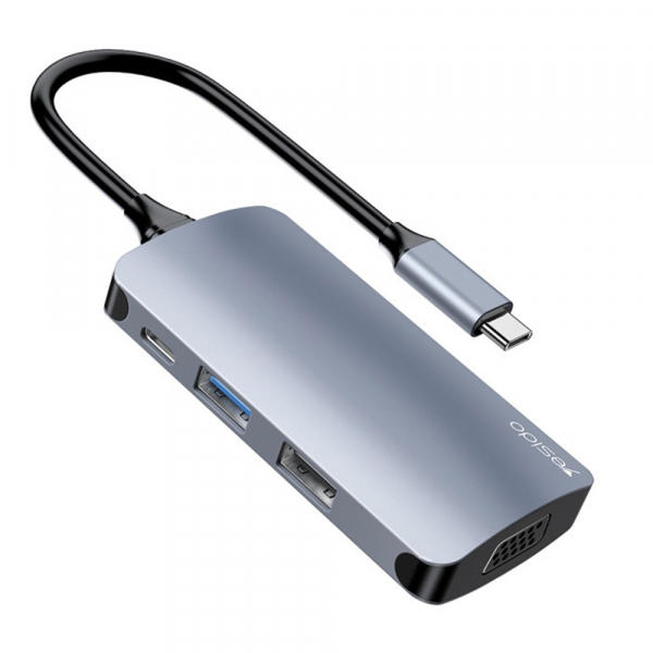 Hub USB-C Yesido HB16, 7in1, Gri