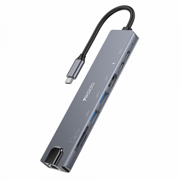 Hub USB-C Yesido HB27, 8in1, Gri