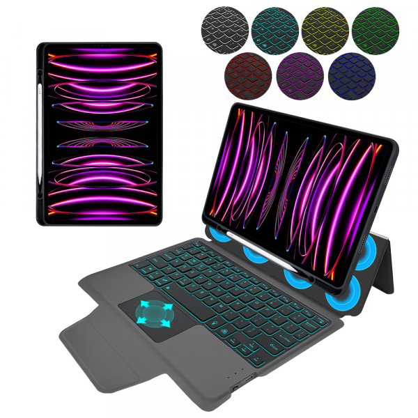Husa cu Tastatura pentru Apple iPad Pro 11 (2022) / Pro 11 (2021) / Pro 11 (2020) / Pro 11 (2018), Techsuit, KeyTab Pro, Neagra
