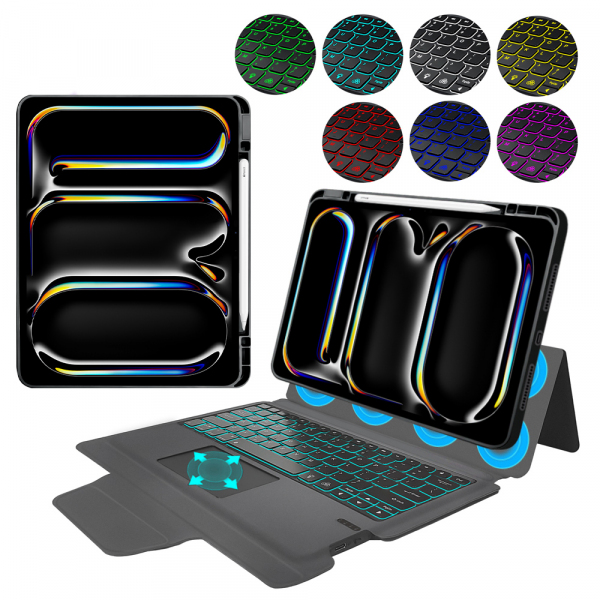 Husa cu Tastatura pentru Apple iPad Pro 13 (2024), Techsuit, KeyTab Pro, Neagra