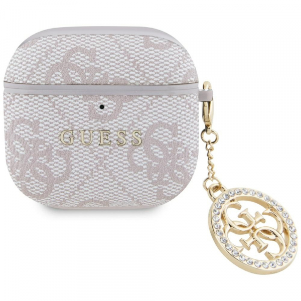 Husa Guess 4G Strass Charm pentru Apple AirPods 4, Roz