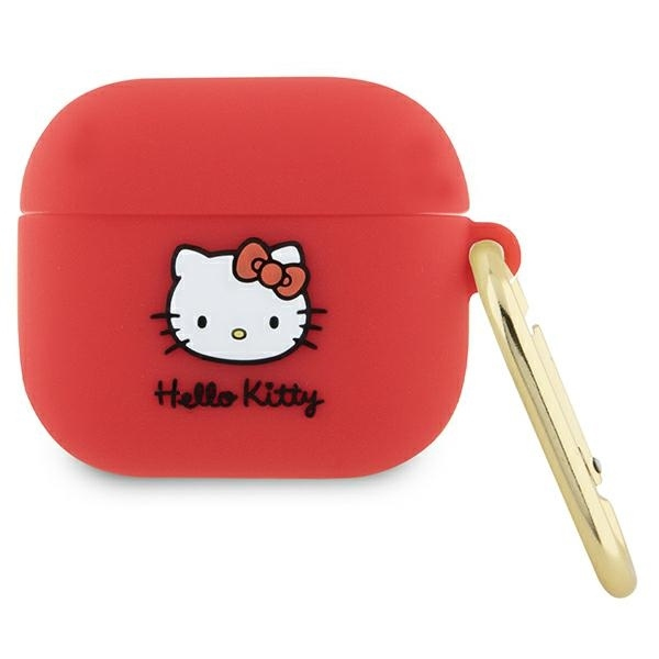 Husa Hello Kitty 3D Kitty Head pentru Apple AirPods 3, Rosie