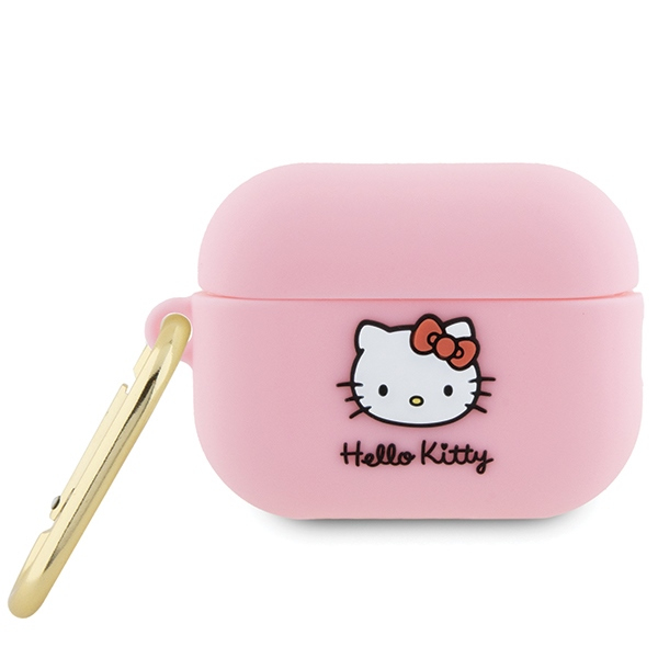 Husa Hello Kitty 3D Kitty Head pentru Apple AirPods 3, Roz