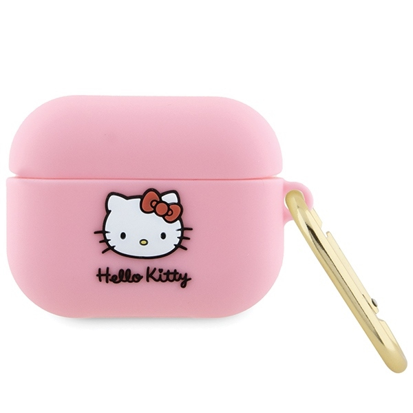 Husa Hello Kitty 3D Kitty Head pentru Apple AirPods Pro, Roz